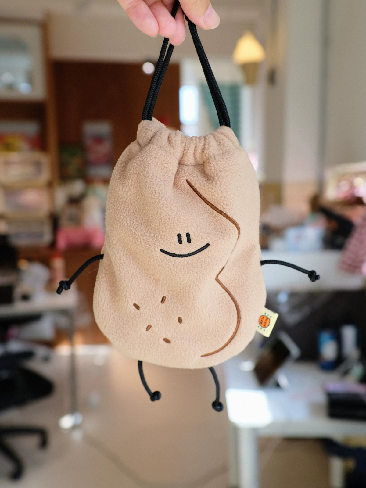 Fickle Plan | Peanut Smooth Microfleece Plush Pouch & Drawstring Bag