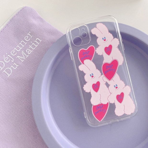 Big Bunny Pink Heart Apple iPhone Case