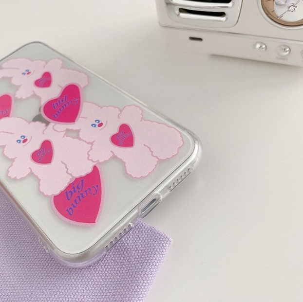 Big Bunny Pink Heart Apple iPhone Case