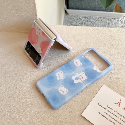 Kawaii Cartoon Bear and Rabbit Samsung Galaxy Z Flip Phone case