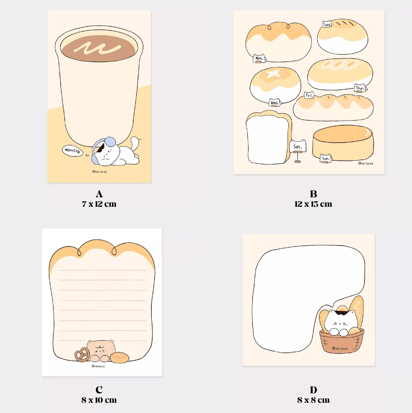 Hello Cat | Bread Cat Memo Note PadĀ