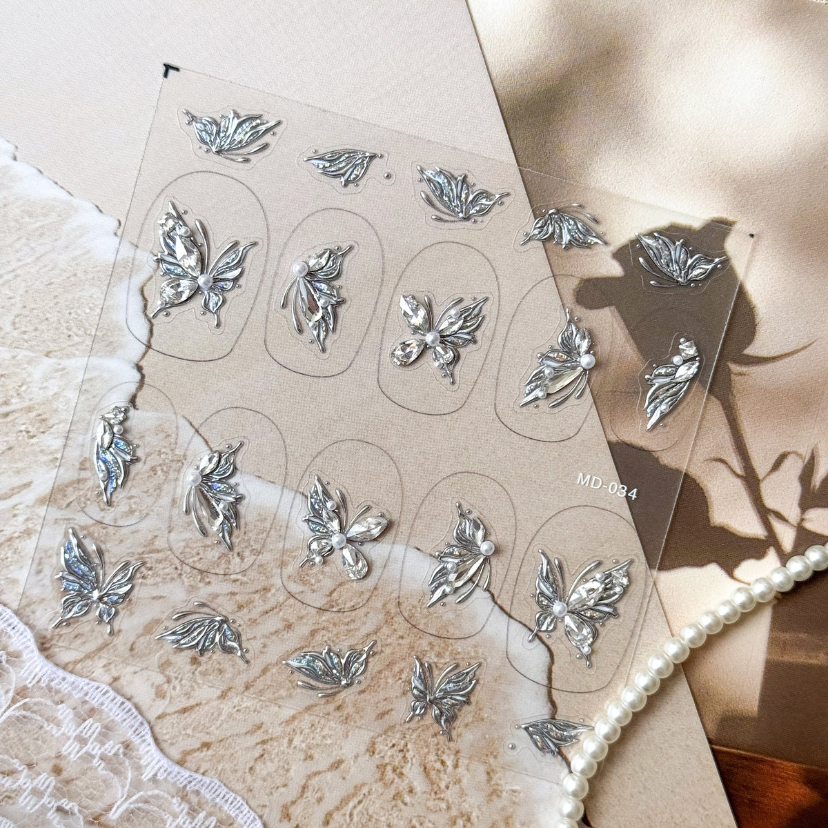 Hello Claws | Butterfly Diamond Wedding Nail Deco Sticker