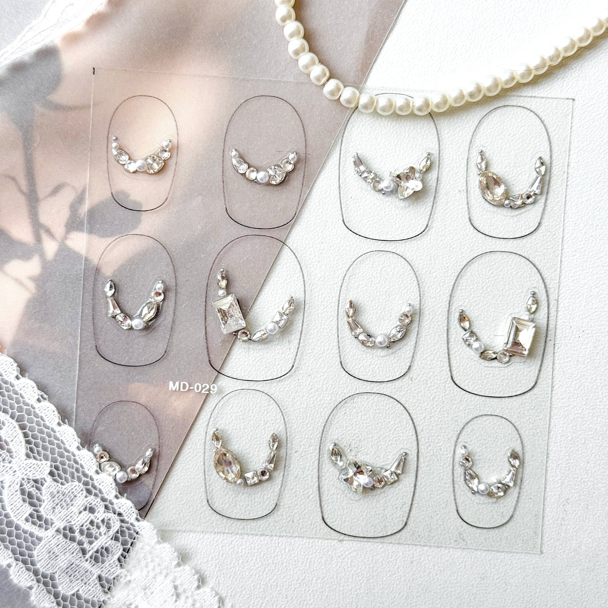 Hello Claws | Silver Diamond Necklace Wedding Nail Deco Sticker