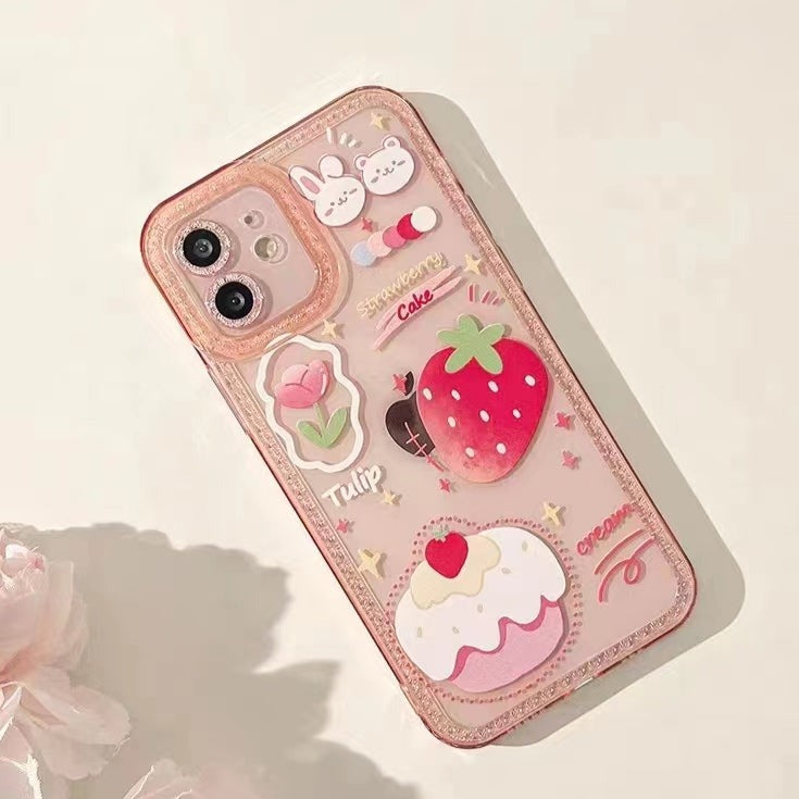 Pink Strawberry Cake Phone Case