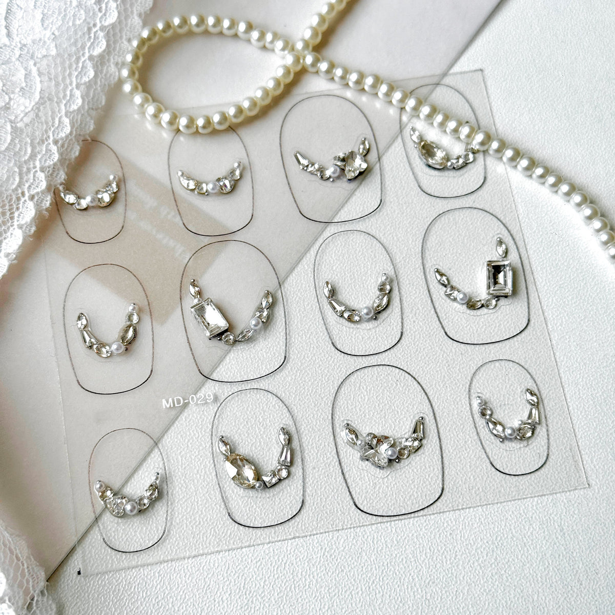 Hello Claws | Silver Diamond Necklace Wedding Nail Deco Sticker