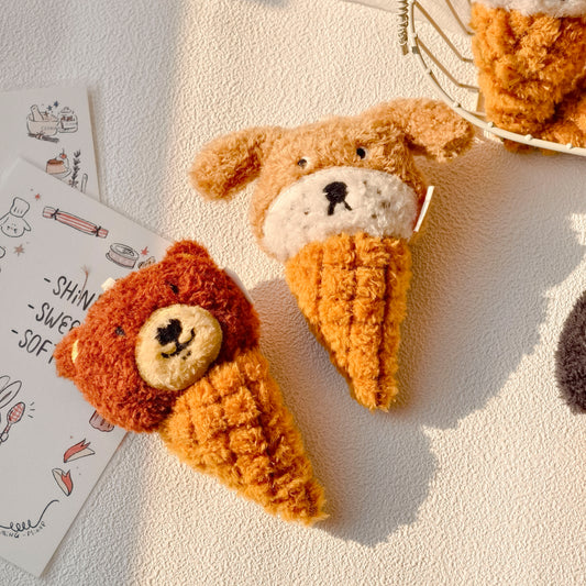 Daily White | Brown Bear Ice Cream Cone Plush Charm