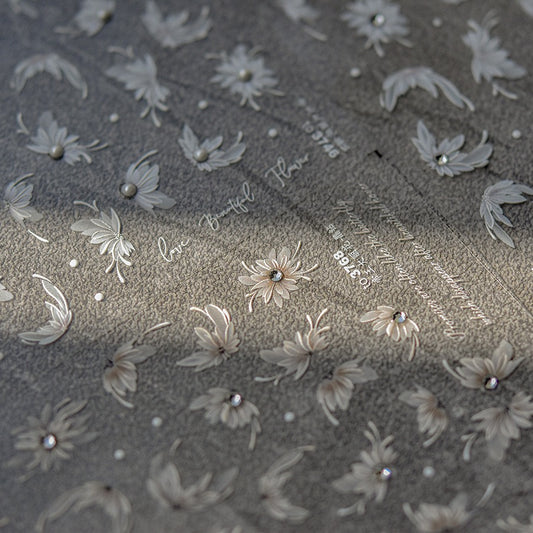 Hello Claws | Spring White Flower 5D Diamond Nail Deco Sticker