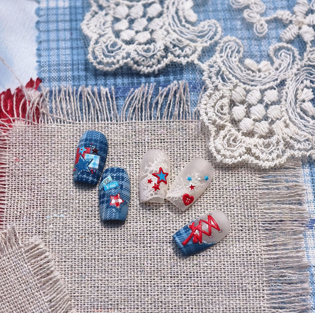 Hello Claws | Jeans And Apple Nail Deco Sticker
