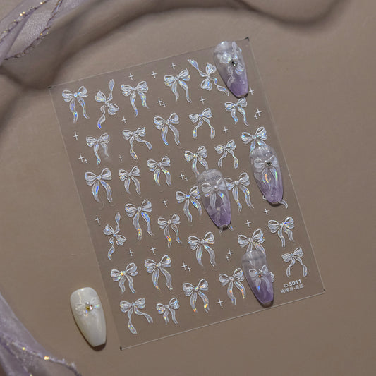 Hello Claws | White Bowknot Nail Deco Sticker