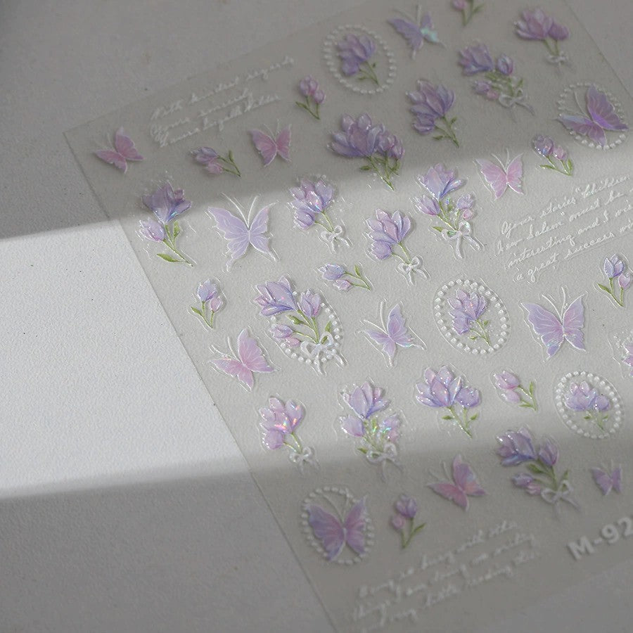 Hello Claws | Purple Flower And Butterfly Nail Deco Sticker