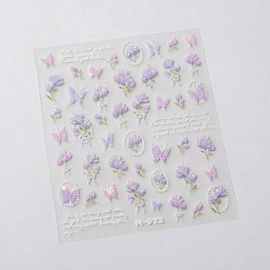 Hello Claws | Purple Flower And Butterfly Nail Deco Sticker