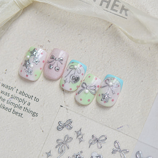 Hello Claws | Silver Bowknot Nail Deco Sticker