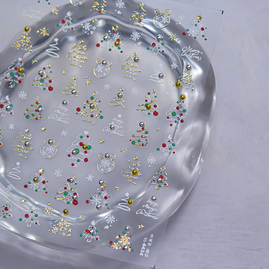 Hello Claws | Merry Christmas Tree And Snow Nail Deco Sticker