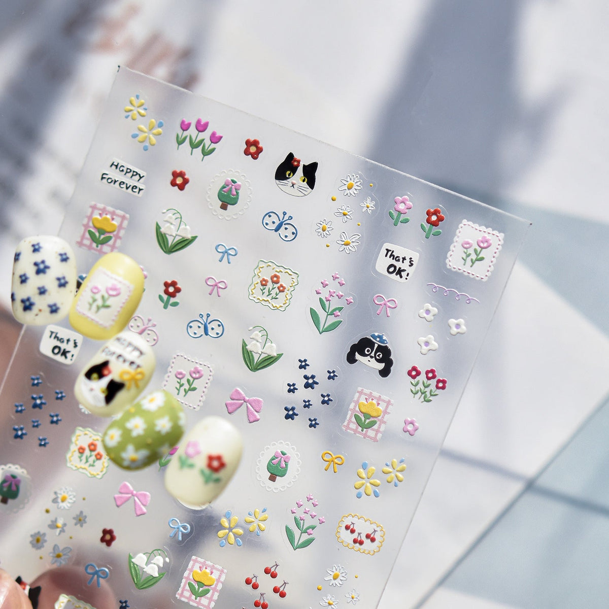 Hello Claws | Kitty Puppy And Flower Nail Deco Sticker