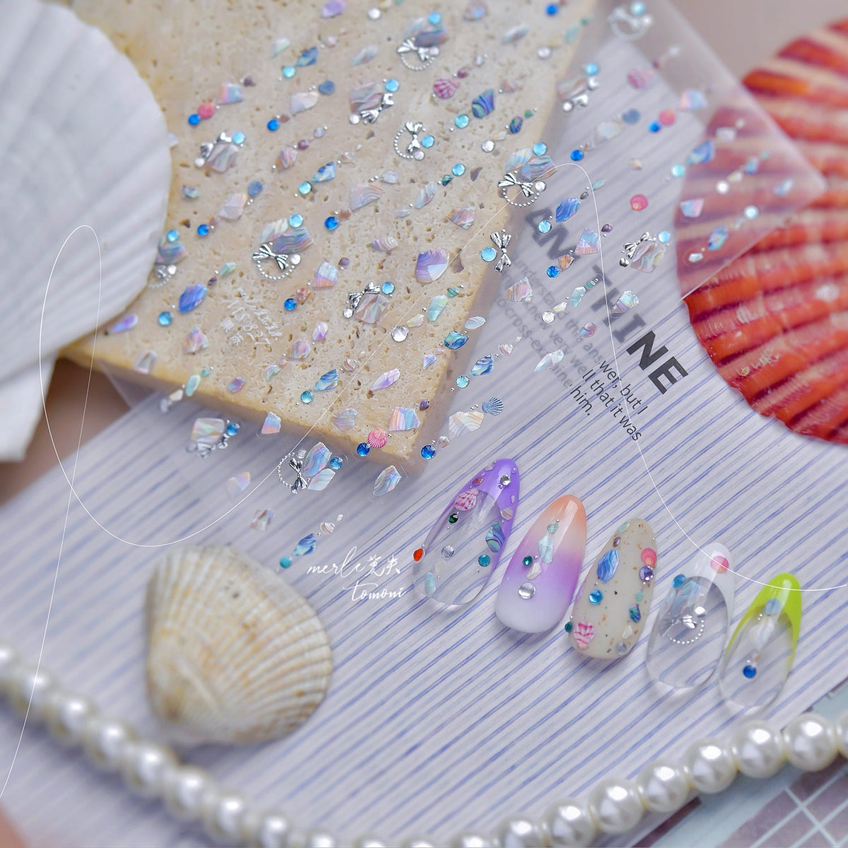 Hello Claws | Pearl Shell Gemstone Necklace Nail Deco Sticker