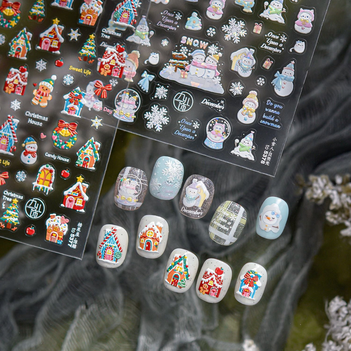 Hello Claws | Snowman And Candy House Nail Deco Sticker