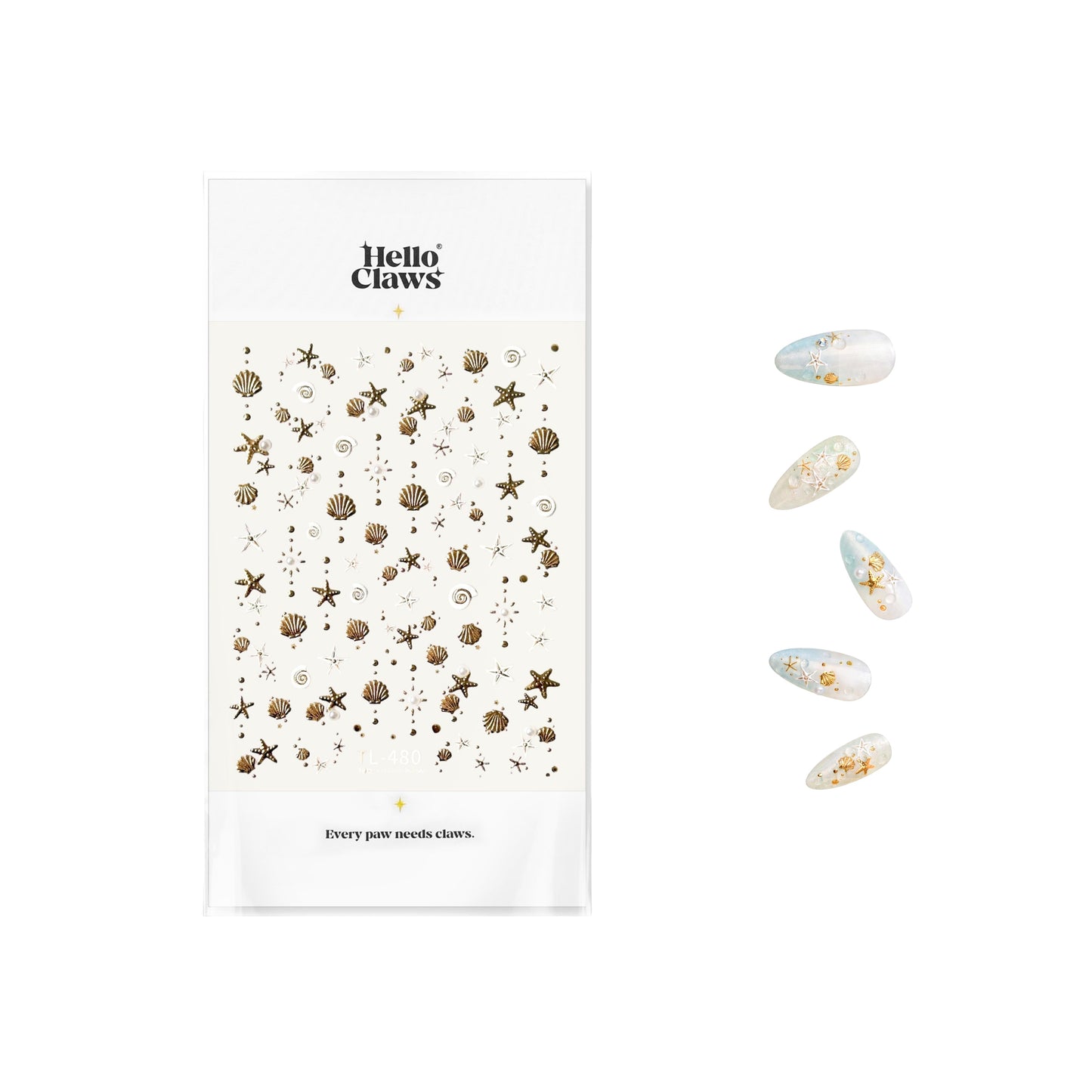 Hello Claws | Gold Ocean Shell Nail Deco Sticker