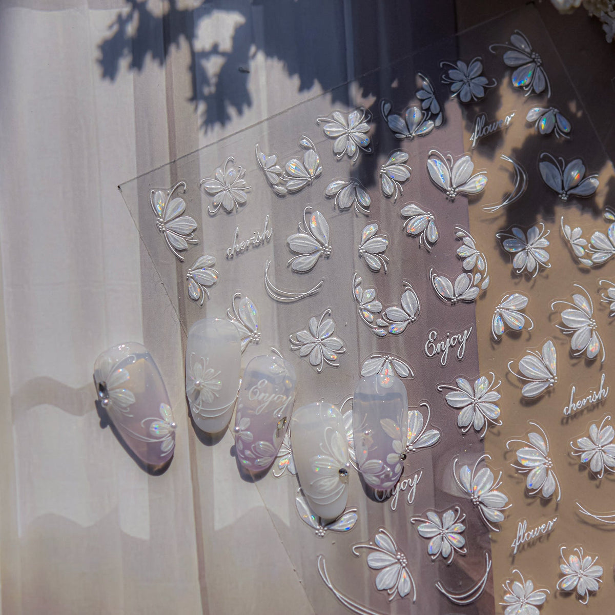 Hello Claws | White Cherry Flower Nail Deco Sticker