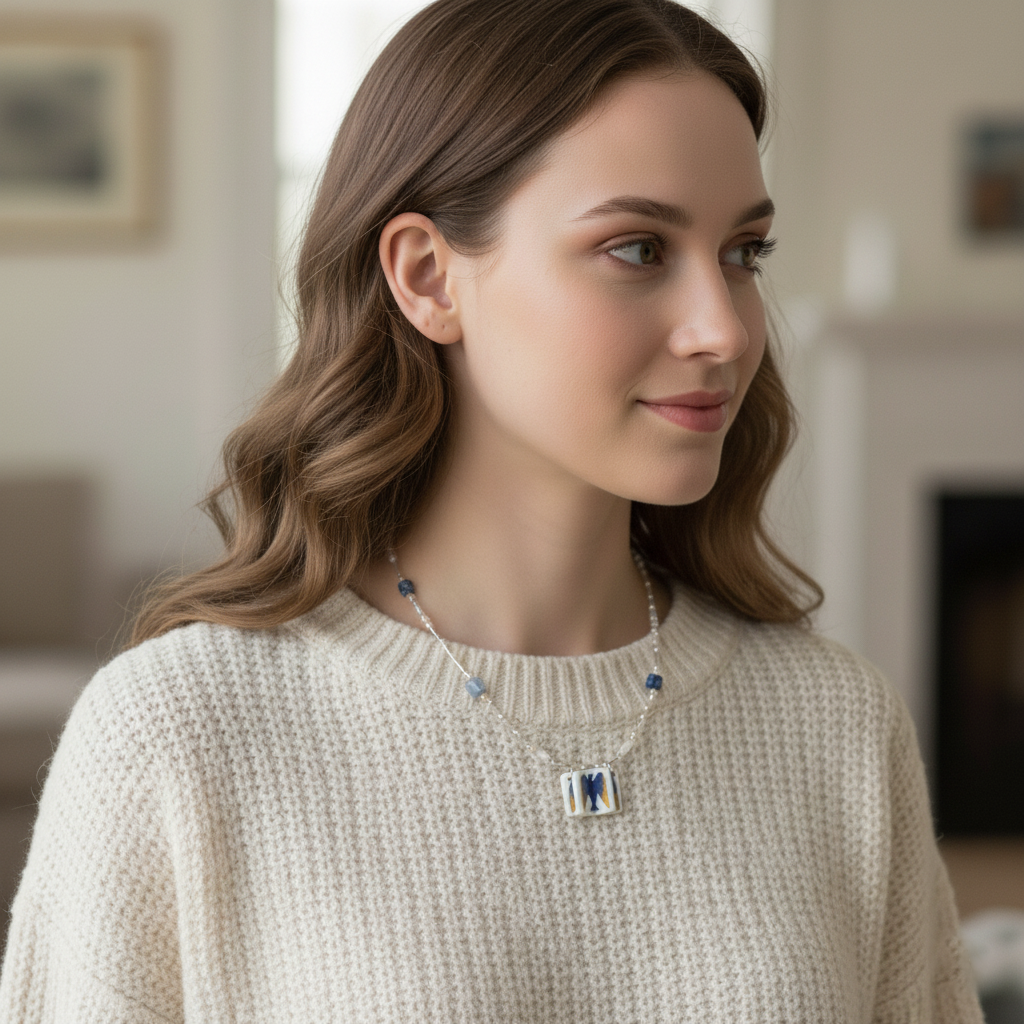 Her Market | Story Keeper Blue Bird Ceramic Necklace