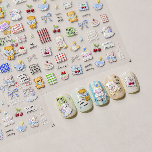 Hello Claws | Cherry Bear Nail Deco Sticker