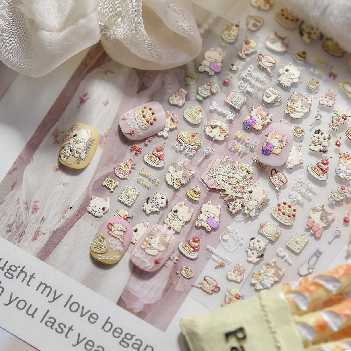 Hello Claws | Cherry Cake And Kitty Nail Deco Sticker