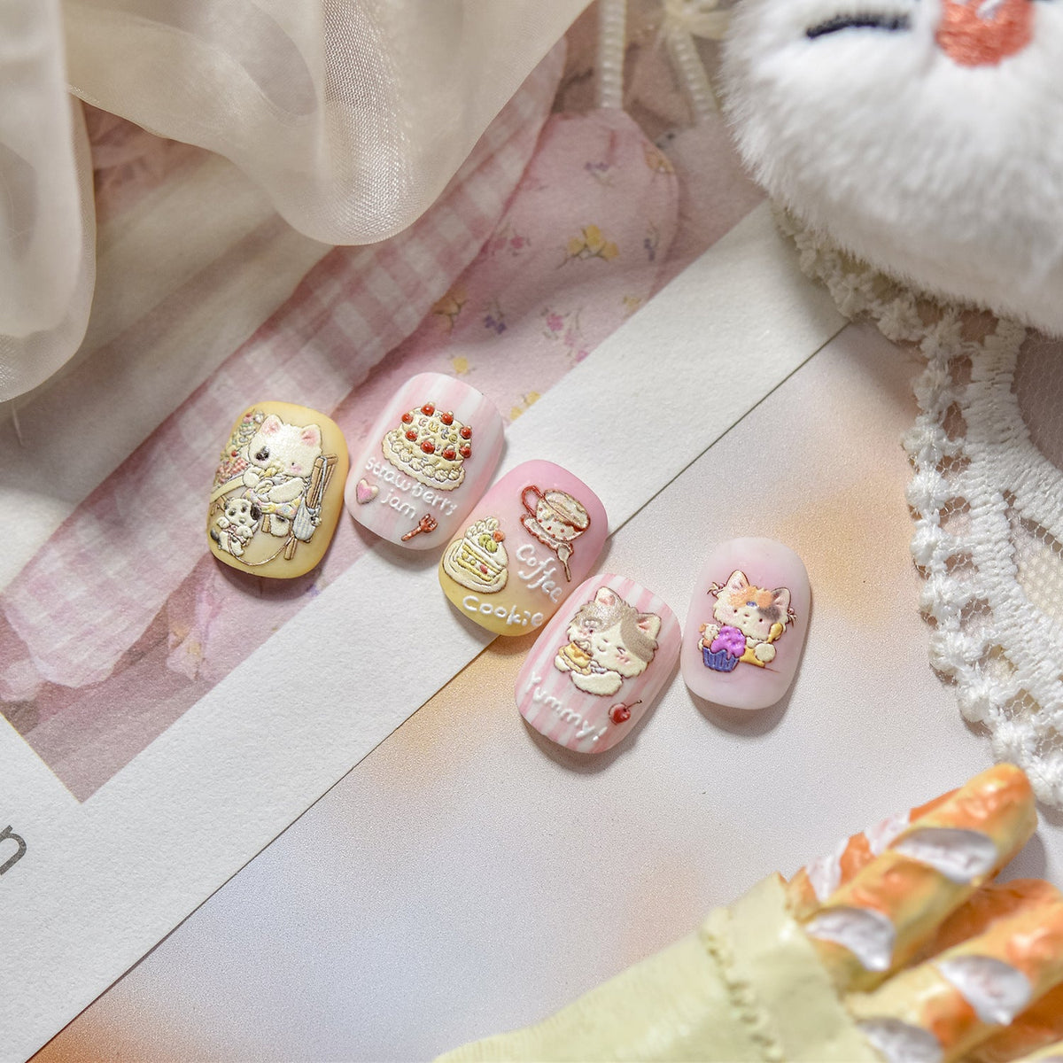Hello Claws | Cherry Cake And Kitty Nail Deco Sticker