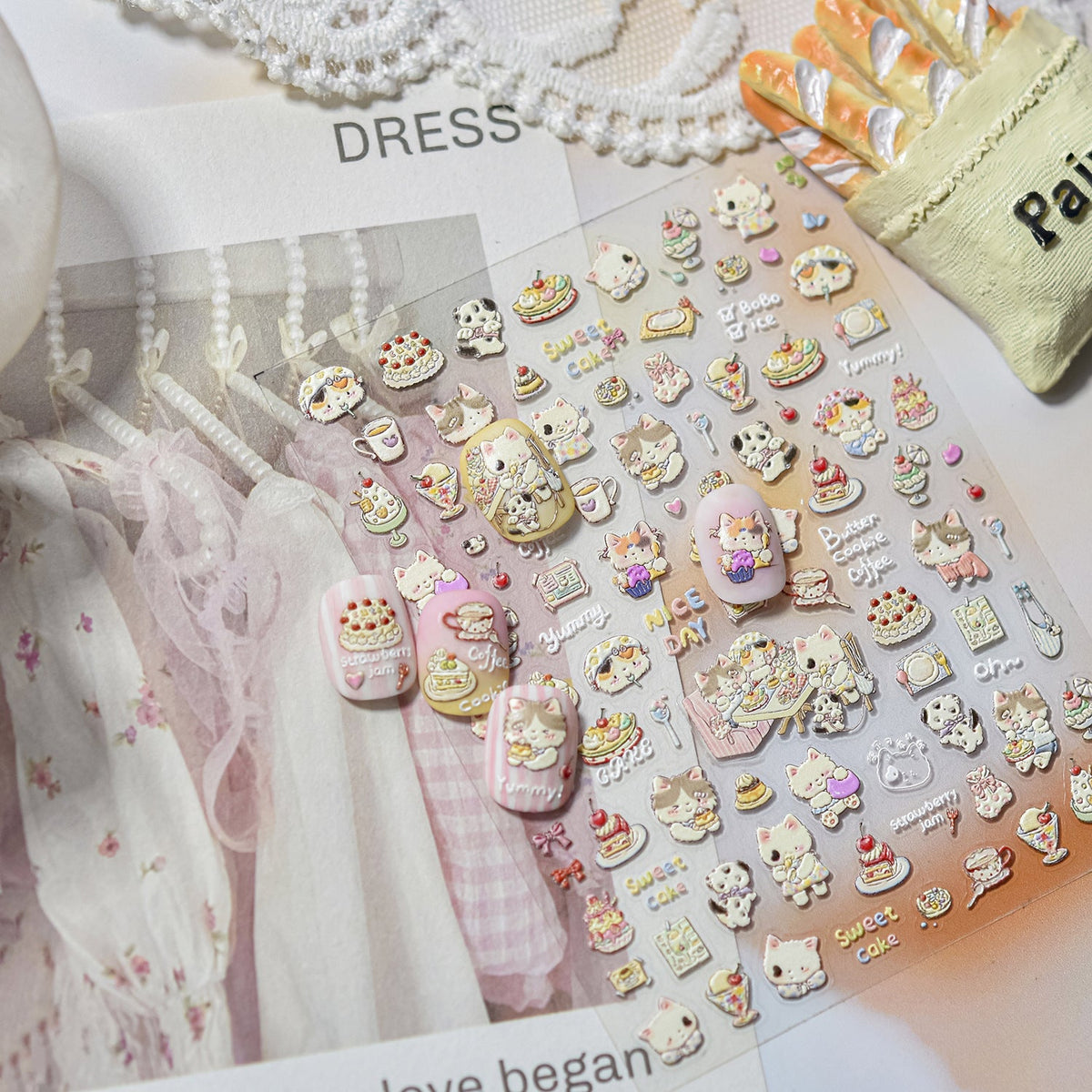 Hello Claws | Cherry Cake And Kitty Nail Deco Sticker