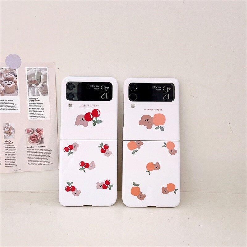 Orange and Cherry Bear Samsung Galaxy Z Flip 3 Phone Case