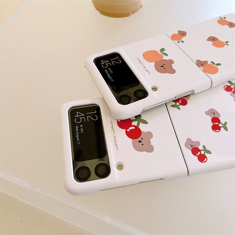 Orange and Cherry Bear Samsung Galaxy Z Flip 3 Phone Case
