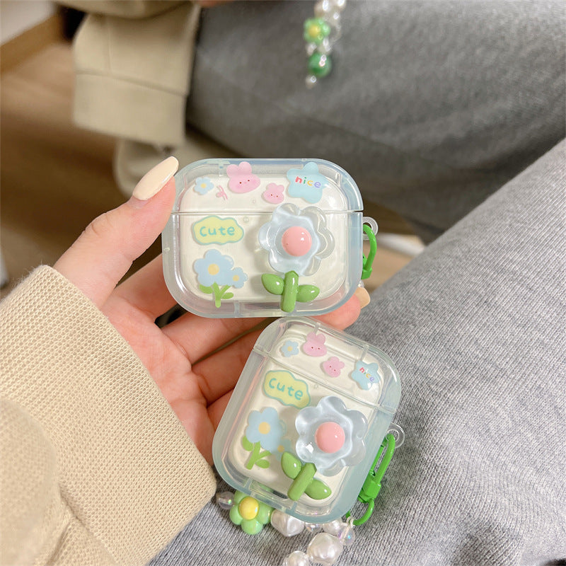 Flower Rabbit Clear Airpods case