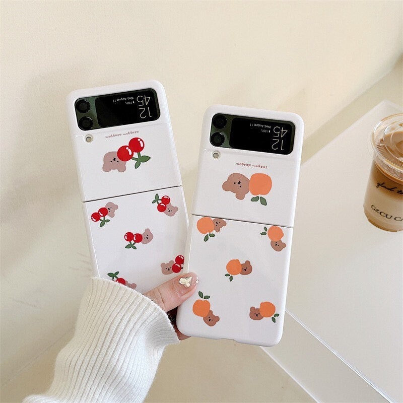 Orange and Cherry Bear Samsung Galaxy Z Flip 3 Phone Case