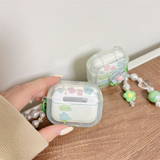 Flower Rabbit Clear Airpods case