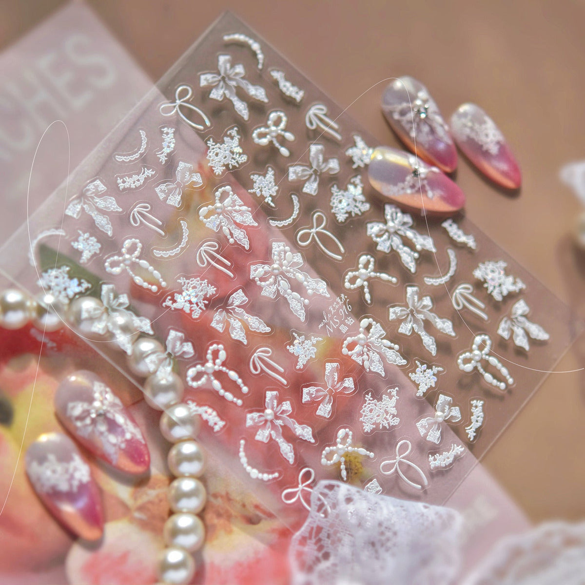 Hello Claws | White Bowknot Nail Deco StickerÂ