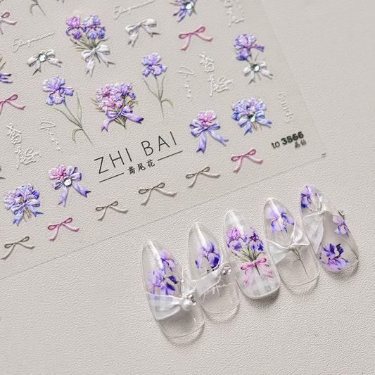 Hello Claws | Purple Flower Nail Deco Sticker