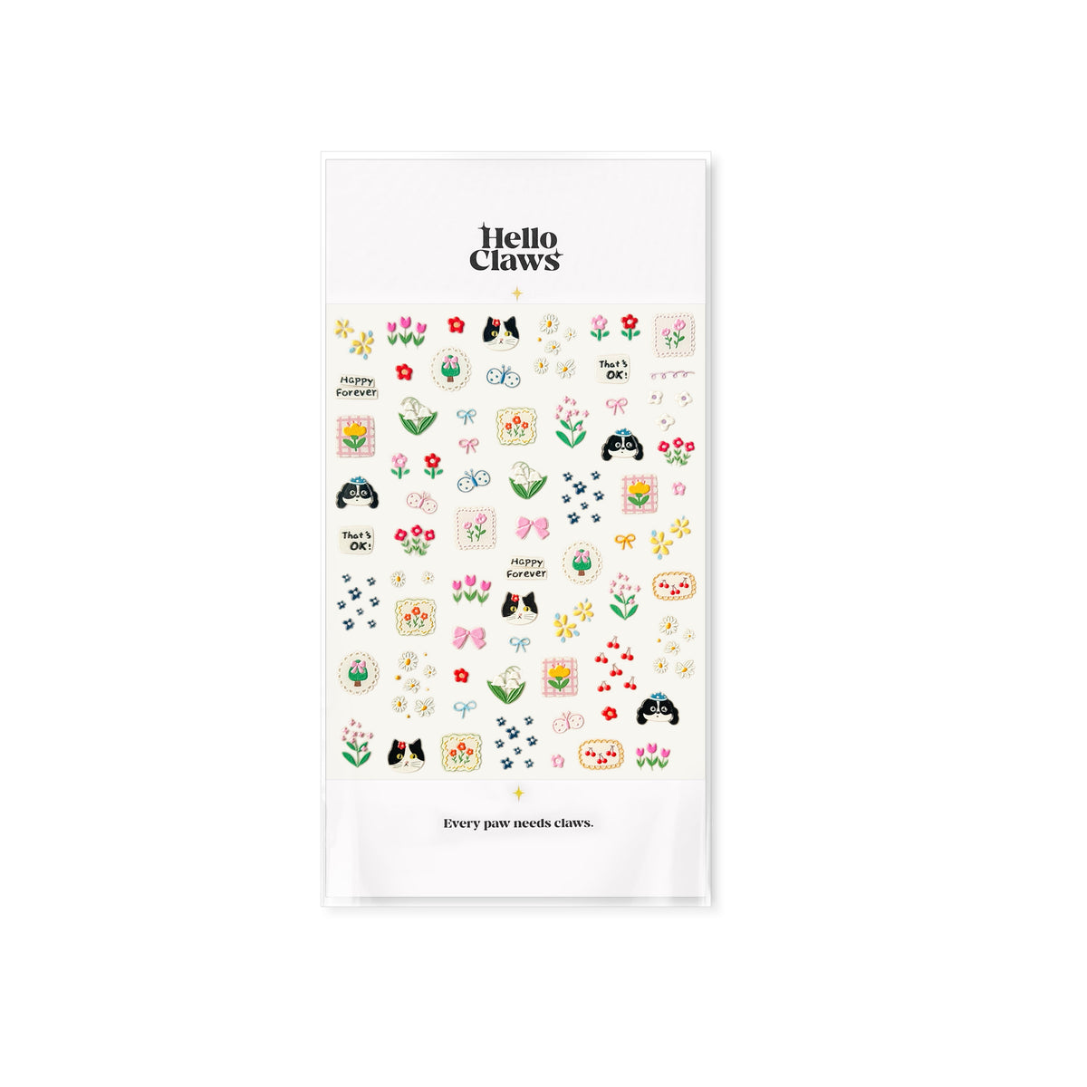 Hello Claws | Kitty Puppy And Flower Nail Deco Sticker