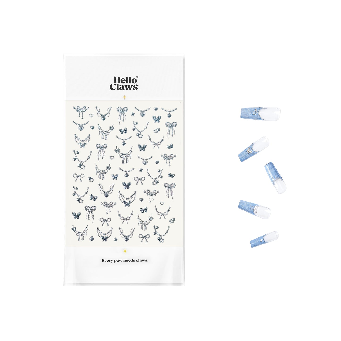Hello Claws | Silver French-style Necklace Nail Deco Sticker