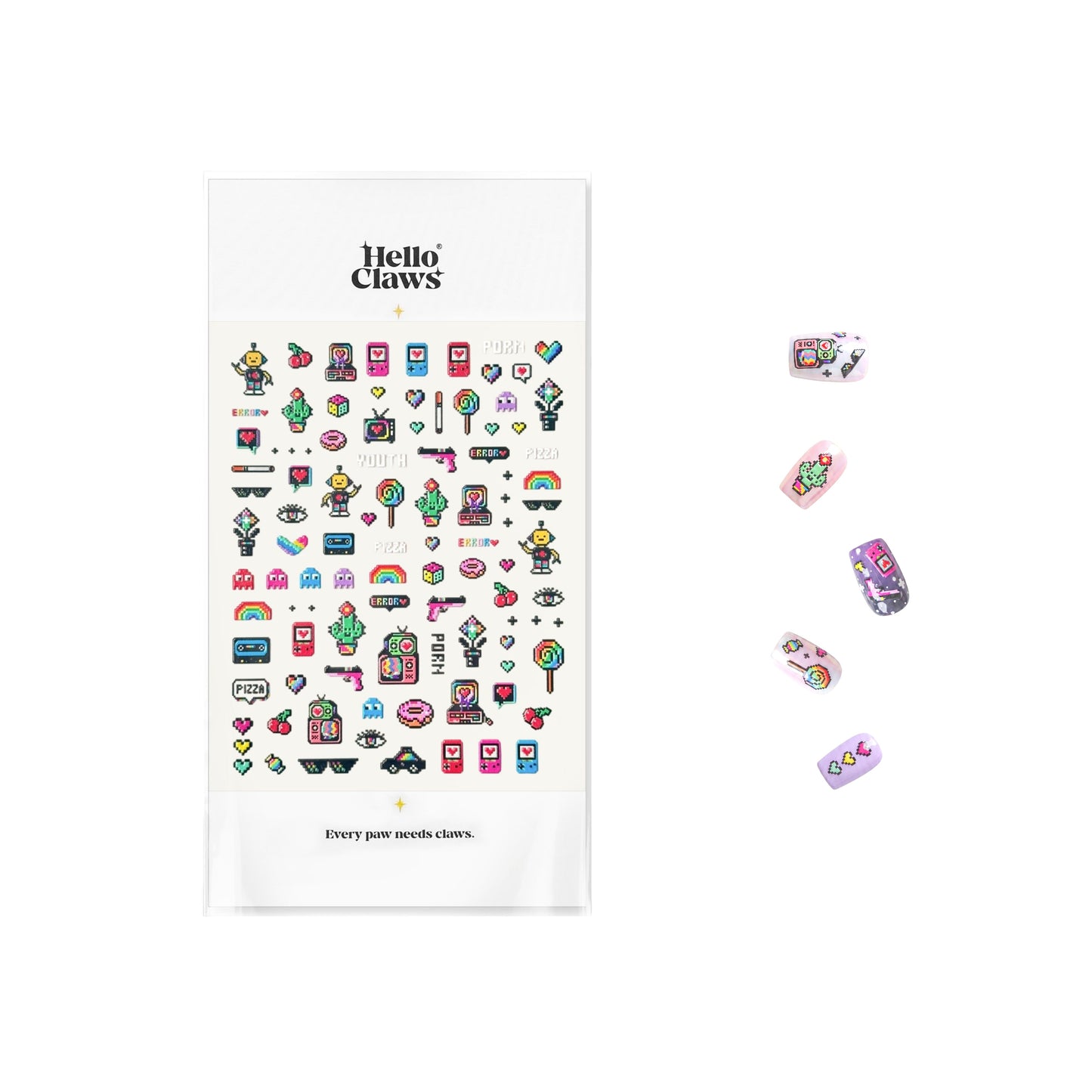 Hello Claws | Pixel-art Style Cartoon Nail Deco Sticker