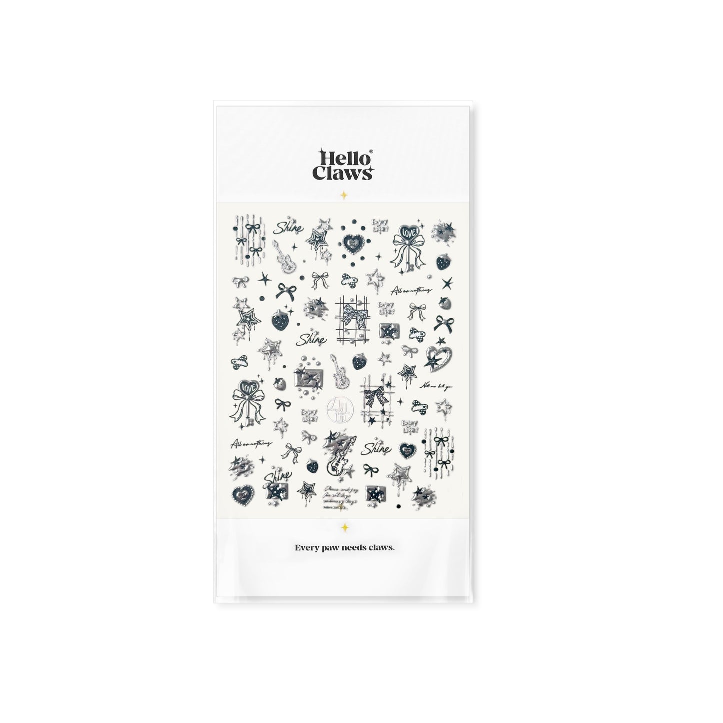 Hello Claws | Silver Bowknot Heart Nail Deco Sticker