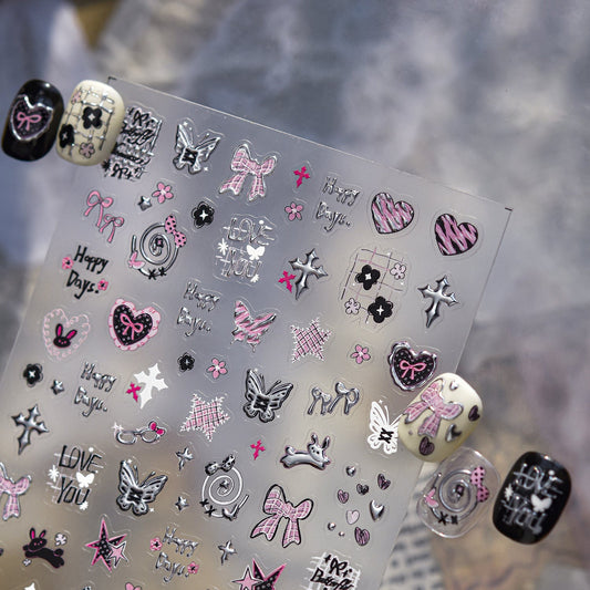 Hello Claws | Black Pink Graffiti Nail Deco Sticker
