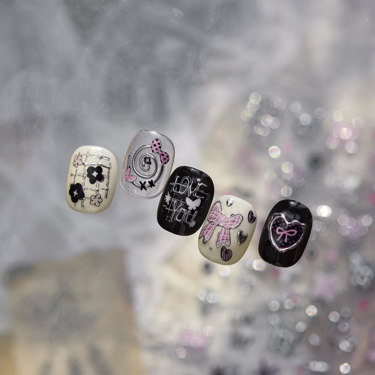 Hello Claws | Black Pink Graffiti Nail Deco Sticker