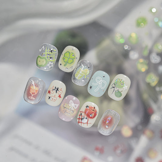 Hello Claws | Silver Red Apple Nail Deco Sticker