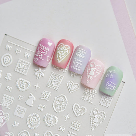 Hello Claws | Pixel-art Style White Luck Nail Deco Sticker