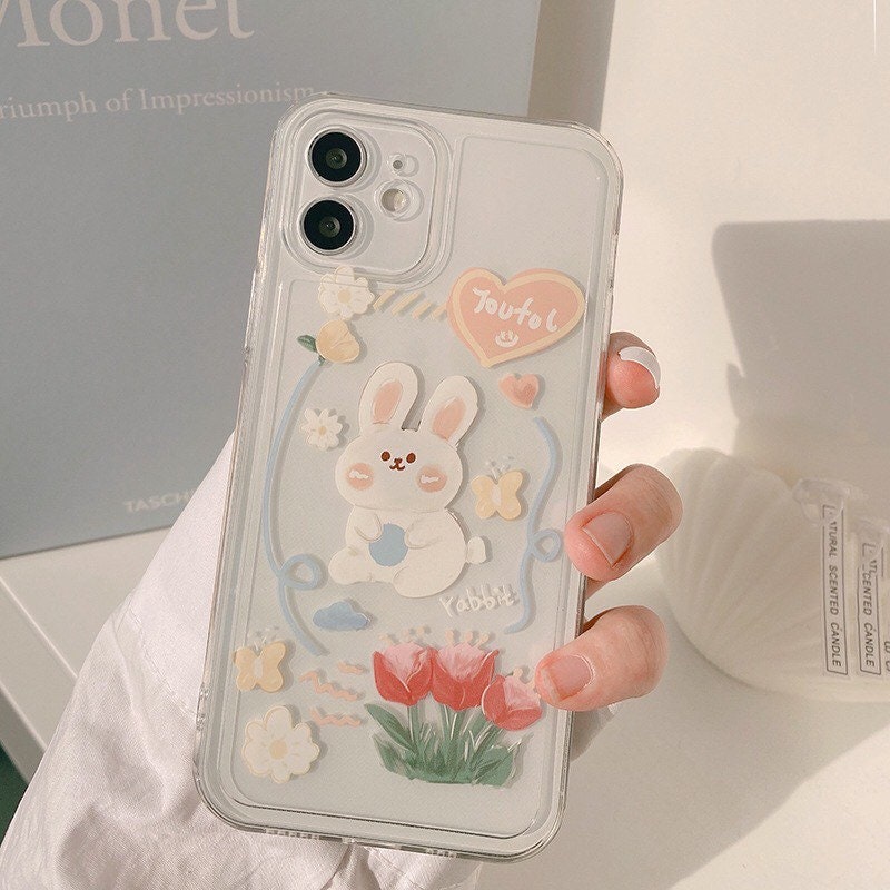 Lovely rabbit & spring tulip Phone Case