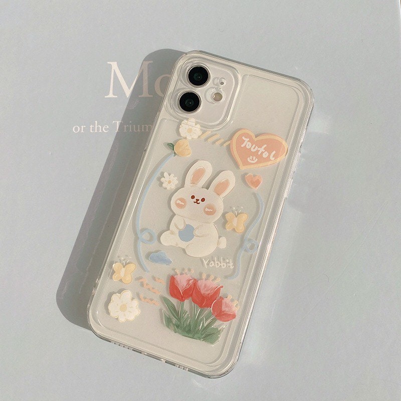 Lovely rabbit & spring tulip Phone Case