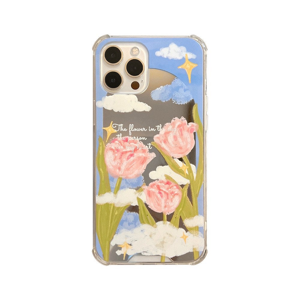 Pink tulips garden iPhone case