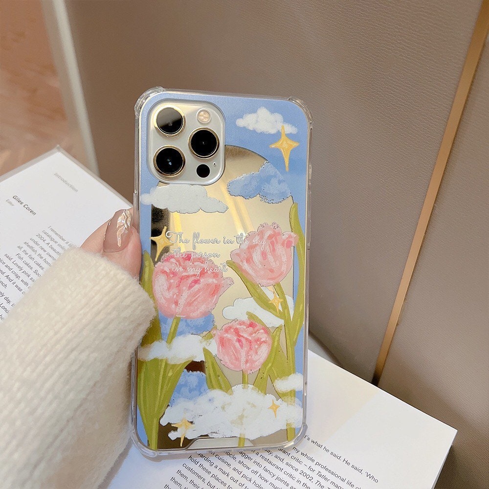 Pink tulips garden iPhone case