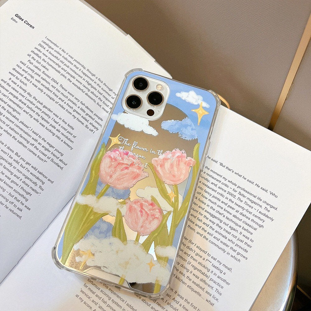 Pink tulips garden iPhone case