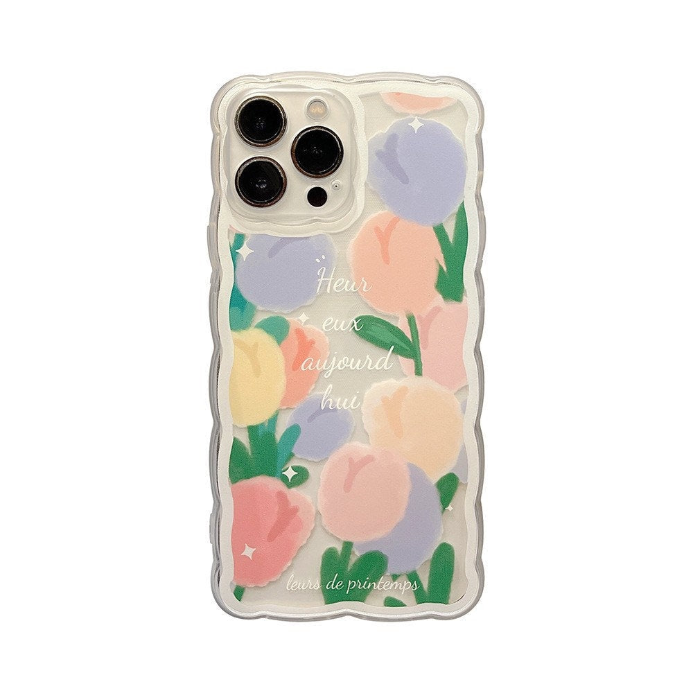 Pink tulips wreath iPhone case