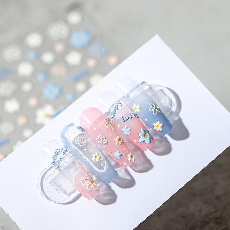 Hello Claws | Blue Flower Nail Deco Sticker