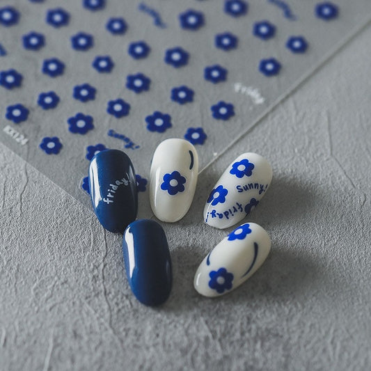 Hello Claws | Elegant Blue Flower Nail Deco Sticker